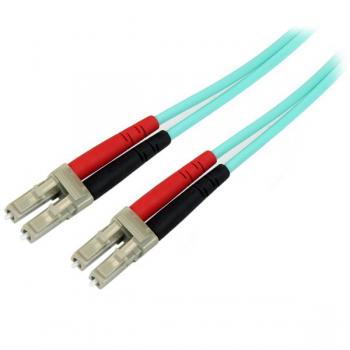 Cable de 1m de Fibra Óptica Dúplex Multimodo OM4 de 100Gb 50/125 LSZH LC a LC - Aguamarina - Imagen 1