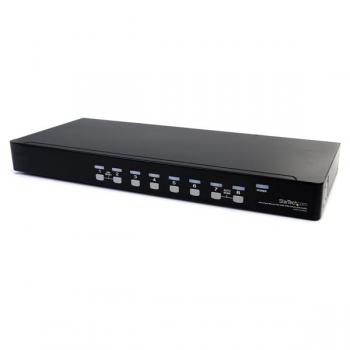 Conmutador Switch KVM 8 Puertos de Vídeo VGA HD15 USB 2.0 USB A y Audio - 1U Rack Estante - Imagen 1