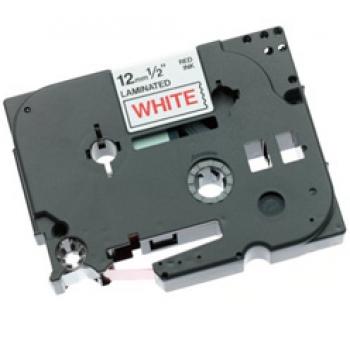 Gloss Laminated Labelling Tape - 12mm, Red/White cinta para impresora de etiquetas TZ - Imagen 1