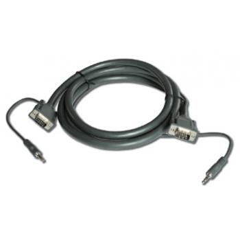 15-pin HD + 3.5mm Audio Cable 1,8 m VGA (D-Sub) + 3,5mm Negro - Imagen 1