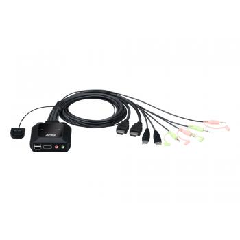 Switch KVM USB 4K HDMI de 2 puertos con cable con selector de puerto remoto - Imagen 1