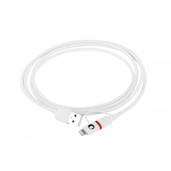 Cable Combo MFI - MicroUSB + Lightning 1,5m - Blanco - Imagen 1