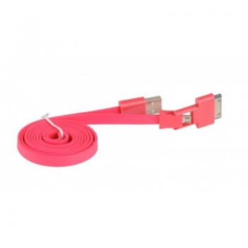 Cable USB 2.0 3GO C117/ MicroUSB Macho - Apple 30 Pines/ 1m/ Rojo - Imagen 1