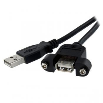 Cable de 91cm USB 2.0 para Montar Empotrar en Panel - Extensor Macho a Hembra USB A - Negro - Imagen 1