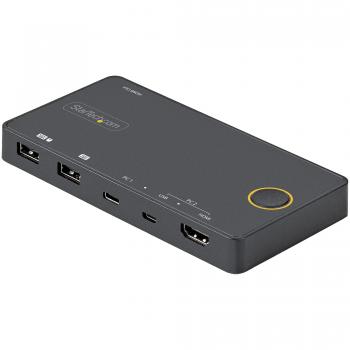 Switch Conmutador de 2 Puertos Híbrido USB-A HDMI y USB-C para 1 Monitor HDMI 2.0 4K de 60Hz para Ordenador de Sobremesa o Portá