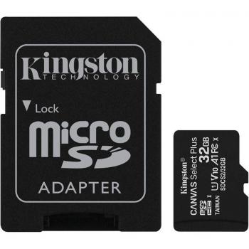 Tarjeta de Memoria Kingston CANVAS Select Plus 32GB microSD HC con Adaptador/ Clase 10/ 100MBs - Imagen 1