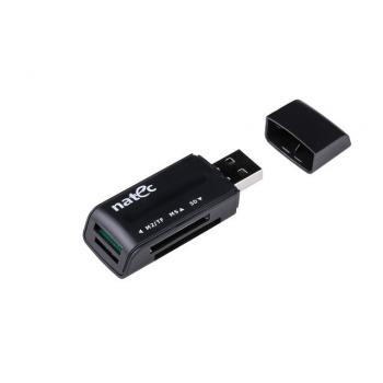 LECTOR DE TARJETAS NATEC MINI ANT 3 SDHC MMC M2 MICROSD USB 2.0 NEGRO - Imagen 1