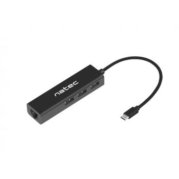 ADAPTADOR NATEC BUTTWEFLY USB-C A RJ45 GIGABIT CON 3XUSB 2.0 - Imagen 1