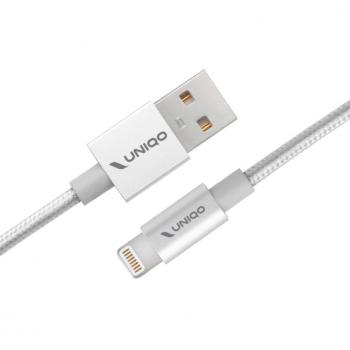 CABLE USB UNIQO USB 2.0 A LIGHTNING 1M BLANCO TRENZADO - Imagen 1