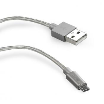 CABLE DATOS/ CARGA SBS USB 2.0 - MICRO USB PLATEADO - Imagen 1