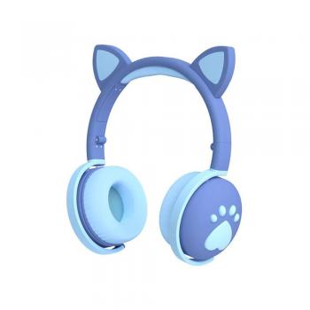 Auriculares Inalámbricos Niñ@s Bluetooth Orejitas con Huella Azul - Imagen 1
