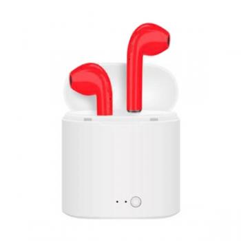 Auriculares Bluetooth i7 Rojos con estuche de carga - Imagen 1