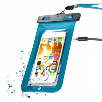 Funda impermeable azul con jack 3,5 mm para móvil de hasta 5,5" - Imagen 1
