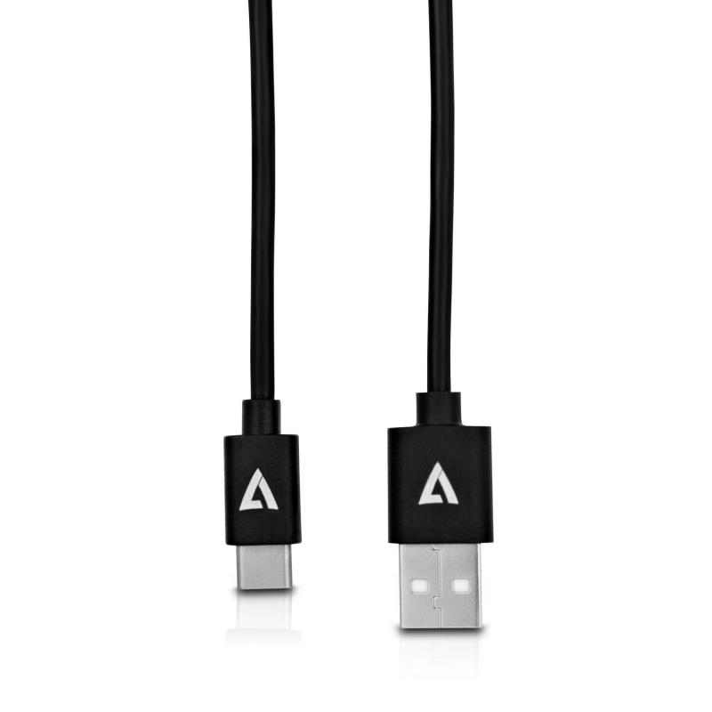 Cable USB negro con conector USB 2.0 A macho a USB-C macho 2m 6.6ft - Imagen 1
