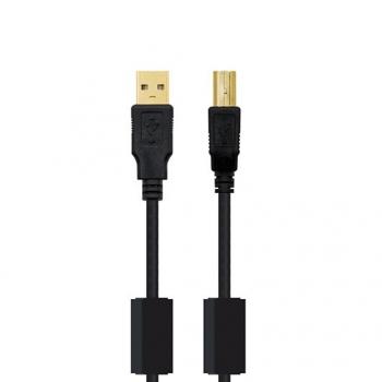 CABLE FERRITA USB(A) 2.0 A USB(B) 2.0 NANOCABLE 5M NEGRO - Imagen 1