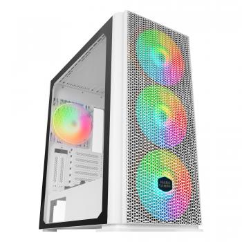 MCPROW Caja PC Gaming XL E-ATX Cristal Templado 4xVentilador RGB Blanco - Imagen 1