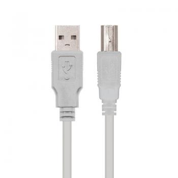 Cable USB 2.0 Impresora Nanocable 10.01.0104/ USB Macho - USB Macho/ 3m/ Beige - Imagen 1