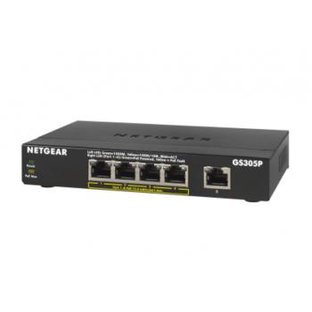 GS305Pv2 No administrado Gigabit Ethernet (10/100/1000) Energía sobre Ethernet (PoE) Negro - Imagen 1