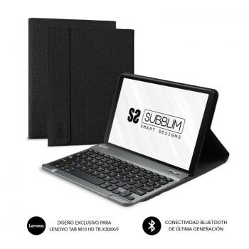 Funda con Teclado Subblim KeyTab Pro BT para Tablet Lenovo M10 HD TB-X306 de 10.1'/ Negra - Imagen 1