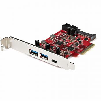 Tarjeta PCIe de 5 Puertos USB -Tarjeta PCI Express USB 3.1 Gen2 10Gbps con 1 Puerto USB-C y 2 Puertos USB-A - 1 Terminal IDC de 