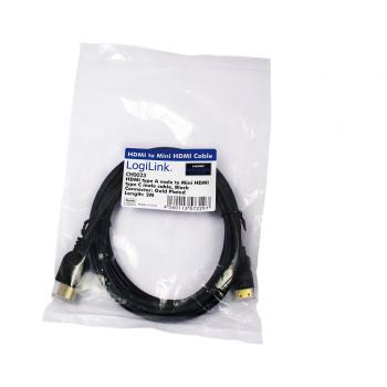CH0023 cable HDMI 2 m HDMI tipo A (Estándar) HDMI Type C (Mini) Negro - Imagen 1