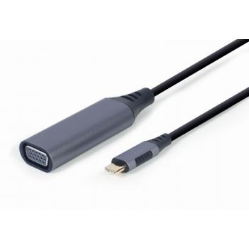 A-USB3C-VGA-01 adaptador de cable de vídeo 0,15 m USB Tipo C VGA (D-Sub) Negro, Gris - Imagen 1