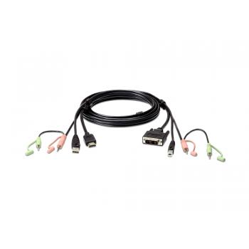Cable KVM HDMI a DVI-D USB con audio de 1,8 m - Imagen 1