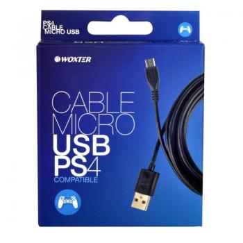 Cable USB 2.0 Woxter W8105 para PS4/ USB Macho - MicroUSB Macho/ 3m/ Negro - Imagen 1