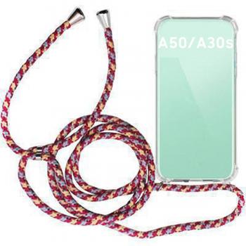 Funda Móvil Colgante para Samsung Galaxy A50 / A30s Cuerda Rojo Burdeos y Azul - Imagen 1