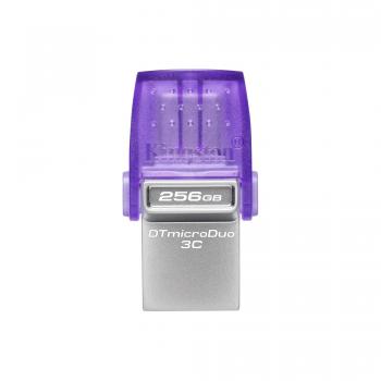 DataTraveler microDuo 3C unidad flash USB 256 GB USB Type-A / USB Type-C 3.2 Gen 1 (3.1 Gen 1) Acero inoxidable, Púrpura - Image