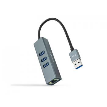 Conversor Usb 3.0 A Ethernet Gigabit + 3xusb 3.0 15cm Gris Nanocable - Imagen 1