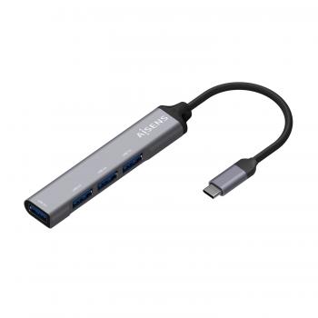 Hub USB 3.1 USB-C, Tipo C/M - 4x Tipo A/H, Gris, 10 cm