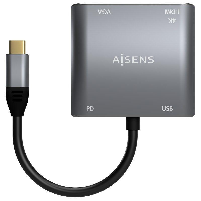 FALSO Prever Lubricar Adaptador USB Tipo-C Aisens A109-0626/ HDMI Hembra - VGA Hembra - USB  Tipo-C Macho - USB